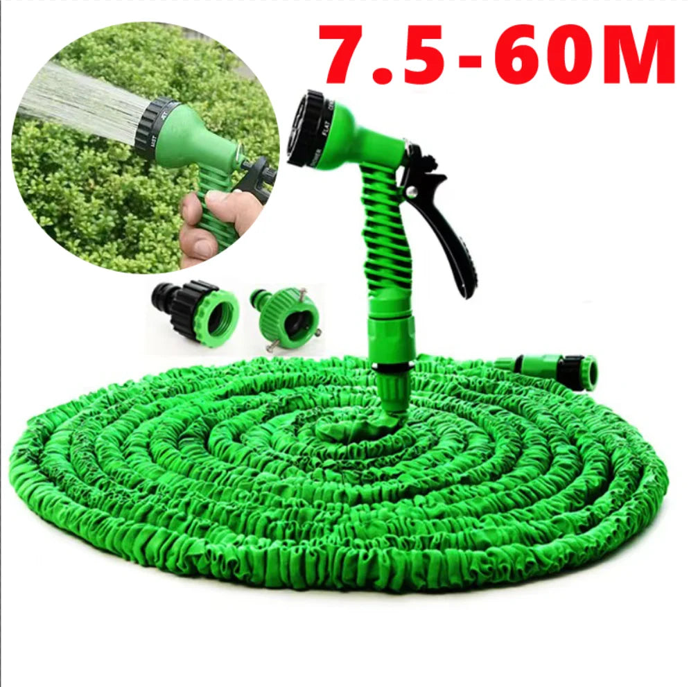 Flexibele Tuinslang Rekbaar 7,5m 15m 30m 60m 7-Functies Spuitpistool Lichtgewicht Automatisch Inkrimpen Tuin Auto Wassen Groen Zwart | Sansoti