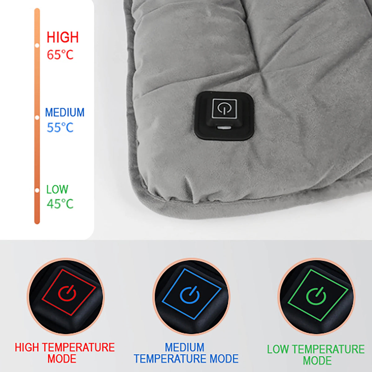 Verwarmingskussen USB 45x45 cm Honden Katten Zitverwarming Stoel Auto 3 Standen Winter Warmte Huisdieren | Sansoti