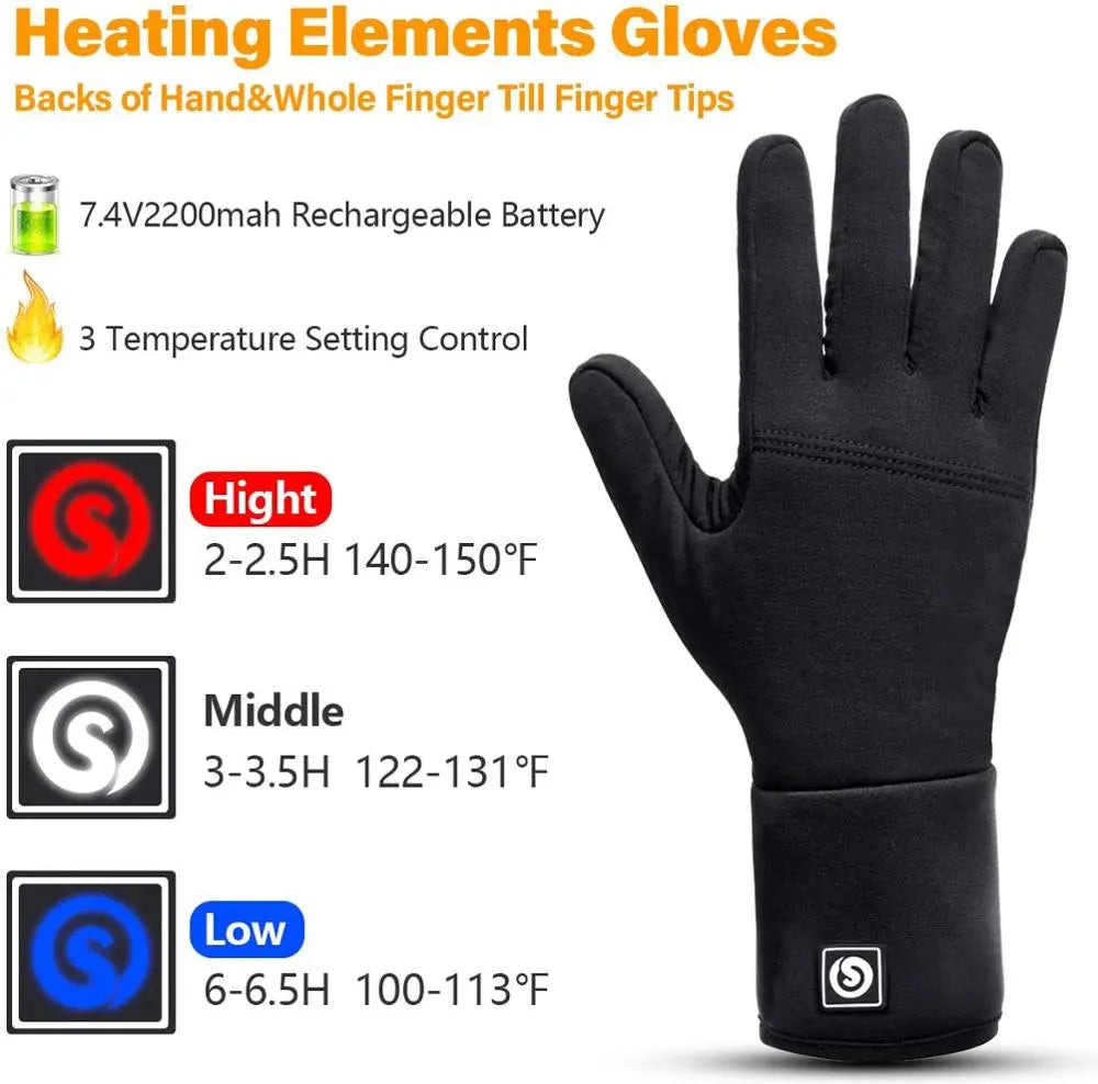 Gants d'hiver chauffants avec fonction écran tactile, thermiques, rechargeables et imperméables pour le ski et les activités en plein air | Sansoti