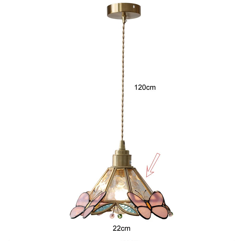 Suspension Tiffany Verre Coloré Cuivre E27 Salon Salle à Manger Chambre Vintage Rétro Lampe Suspendue Éclairage d'Ambiance Cuisine Couloir | Restfield