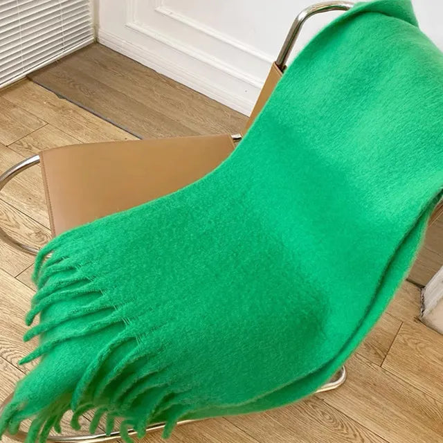 Pashmina-Winterschal mit Fransen 190x50cm Einfarbiges Kaschmir-Woll-Umhängetuch Warmer Strickschal Damen Herren
