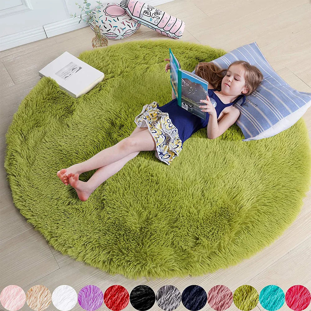 Teppich Kinderzimmer Rund Flauschig Weich 160cm Hochflor Teppich | Restfield