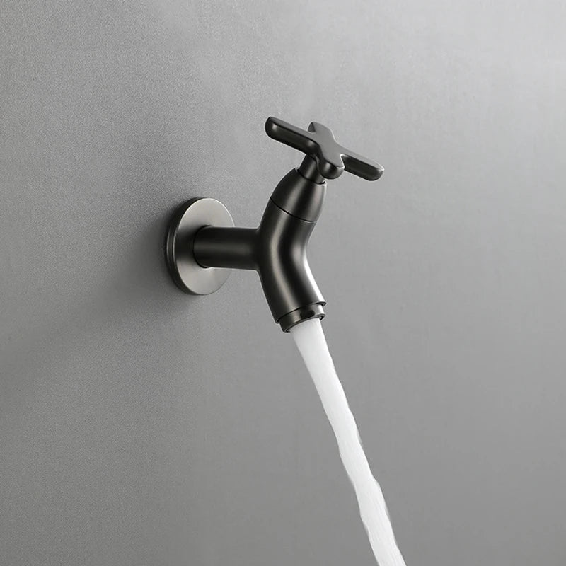 Wandarmatur für Kaltwasser aus Messing, modern, rund, keramisch, für Bad, Küche und Garten, Einhebel, stilvoll, langlebig, verchromt | Sansoti