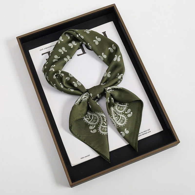 Square Satin Scarf 70x70 cm Women's Headband Neck Scarf Hijab Headband Soft Polyester Elegant Stylish | Sansoti