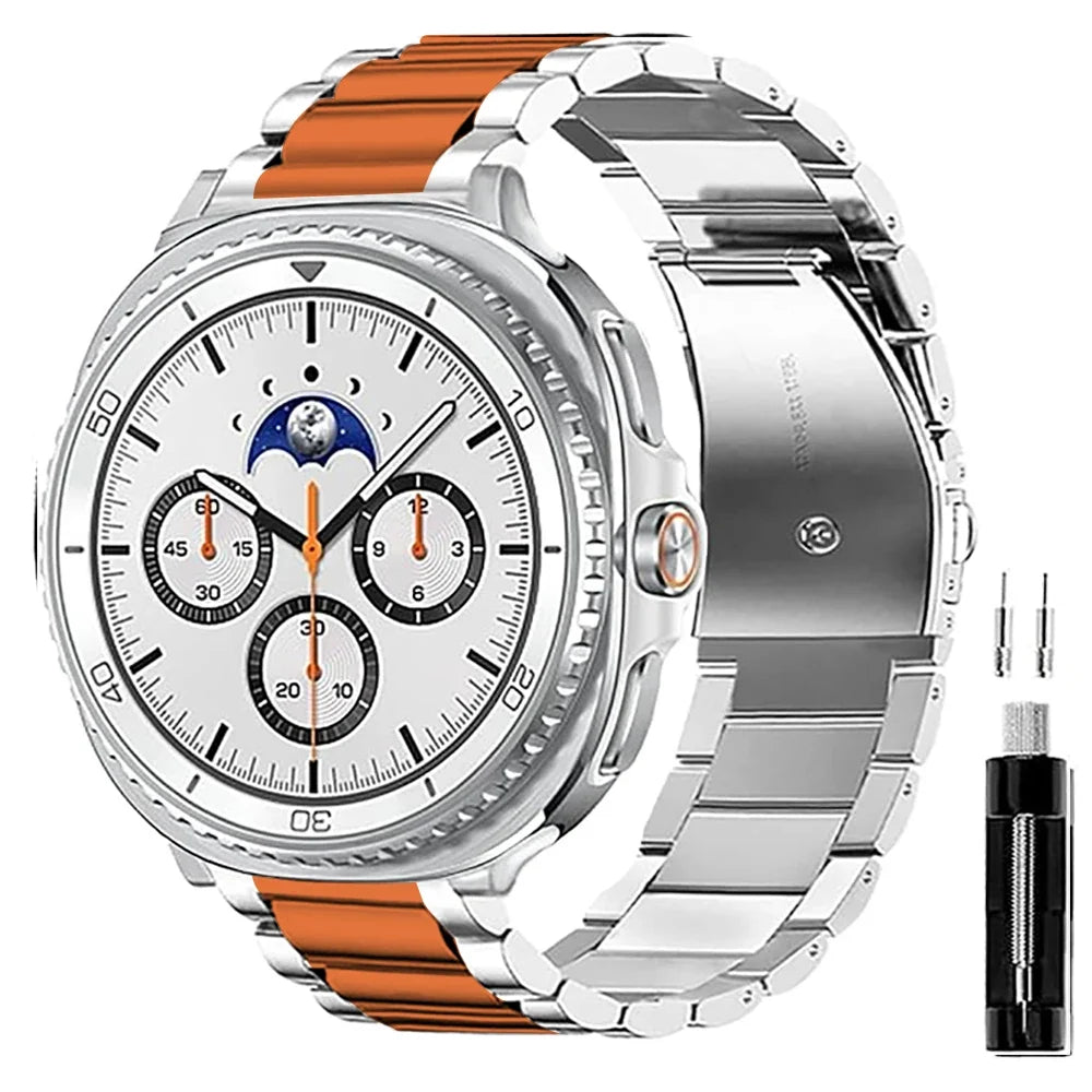Metalowa bransoleta na smartwatch, ogniwa ze stali nierdzewnej, 40 mm, 44 mm, 46 mm, srebrna, złota, czarna, różowa, pasek na nadgarstek do zegarka | Sansoti