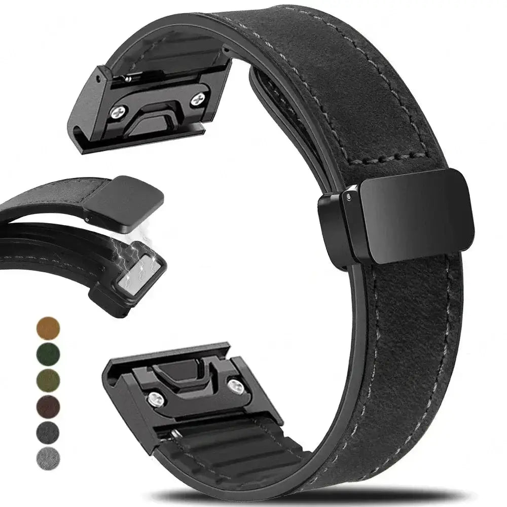 Lederarmband für Smartwatches mit magnetischem Verschluss, Schnellwechselsystem, 20 mm, 22 mm, 26 mm, universell | Sansoti