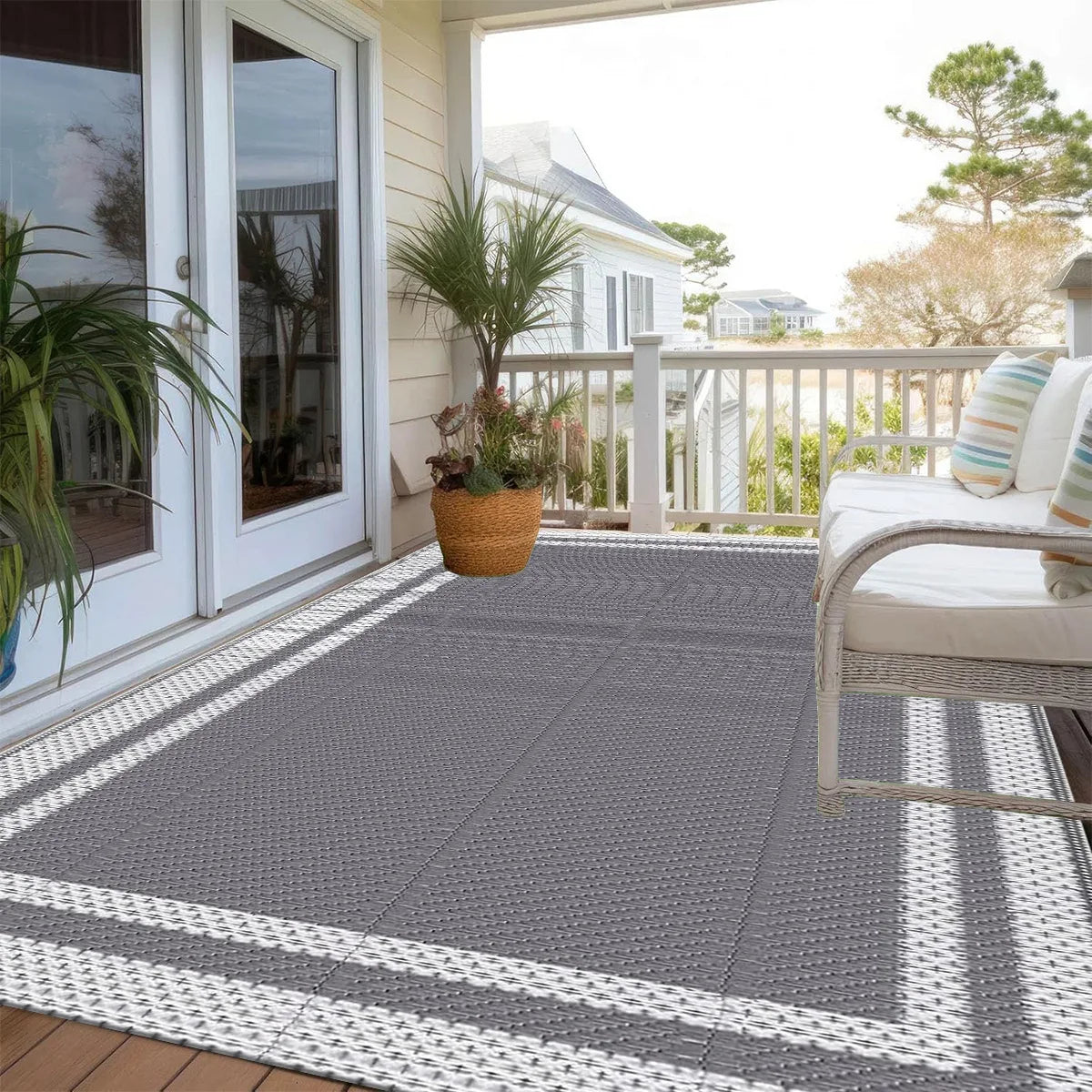 Buitenkleed Grijs Waterproof PP 120x180cm Tuinkleed Opvouwbaar Terras Balkon Camping Picknick Vloermat Buitentapijt | Sansoti