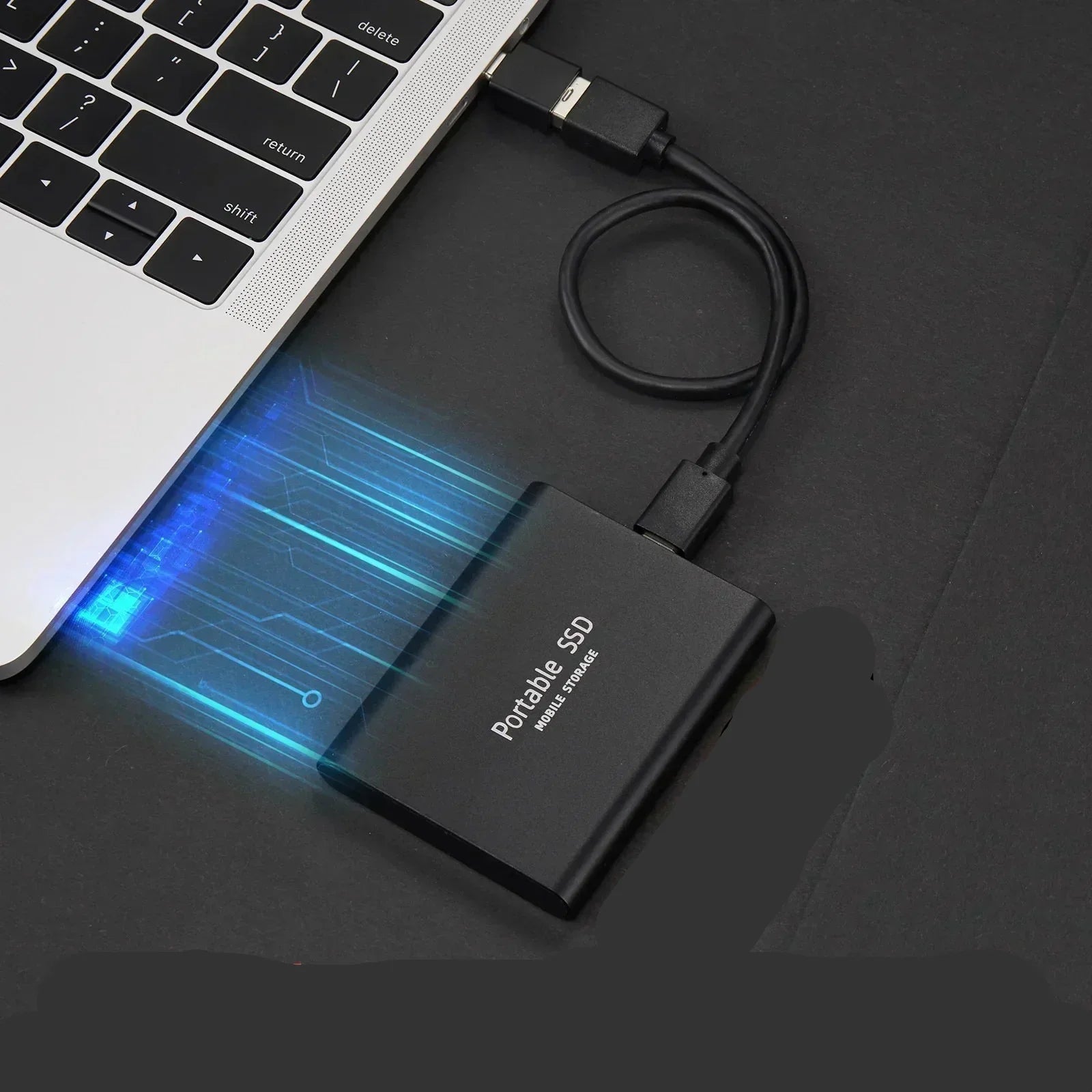 Draagbare SSD Externe Schijf 128GB met USB-C Snelle Datatransfer en Compact Design - Beschikbaar in Zwart, Blauw en Rood | Sansoti