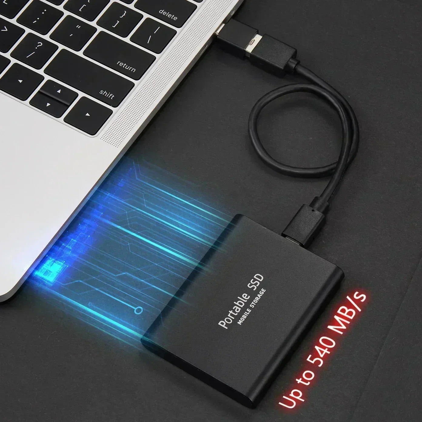 Externe SSD-schijf 2TB Zwart Blauw Rood voor snelle dataopslag backup laptop computer | draagbare solid state drive mobiel werken thuiskantoor bestandsoverdracht high-speed USB universele compatibiliteit Windows macOS stoßbestendig | Sansoti