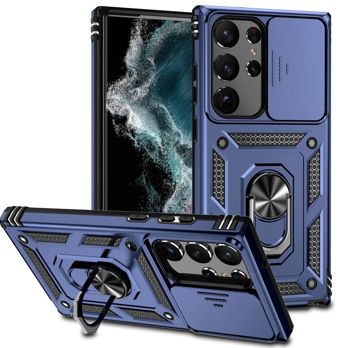Protective Smartphone Case with Stand and Camera Protection for Galaxy S23 Series Black Blue Gold Protective | Sansoti