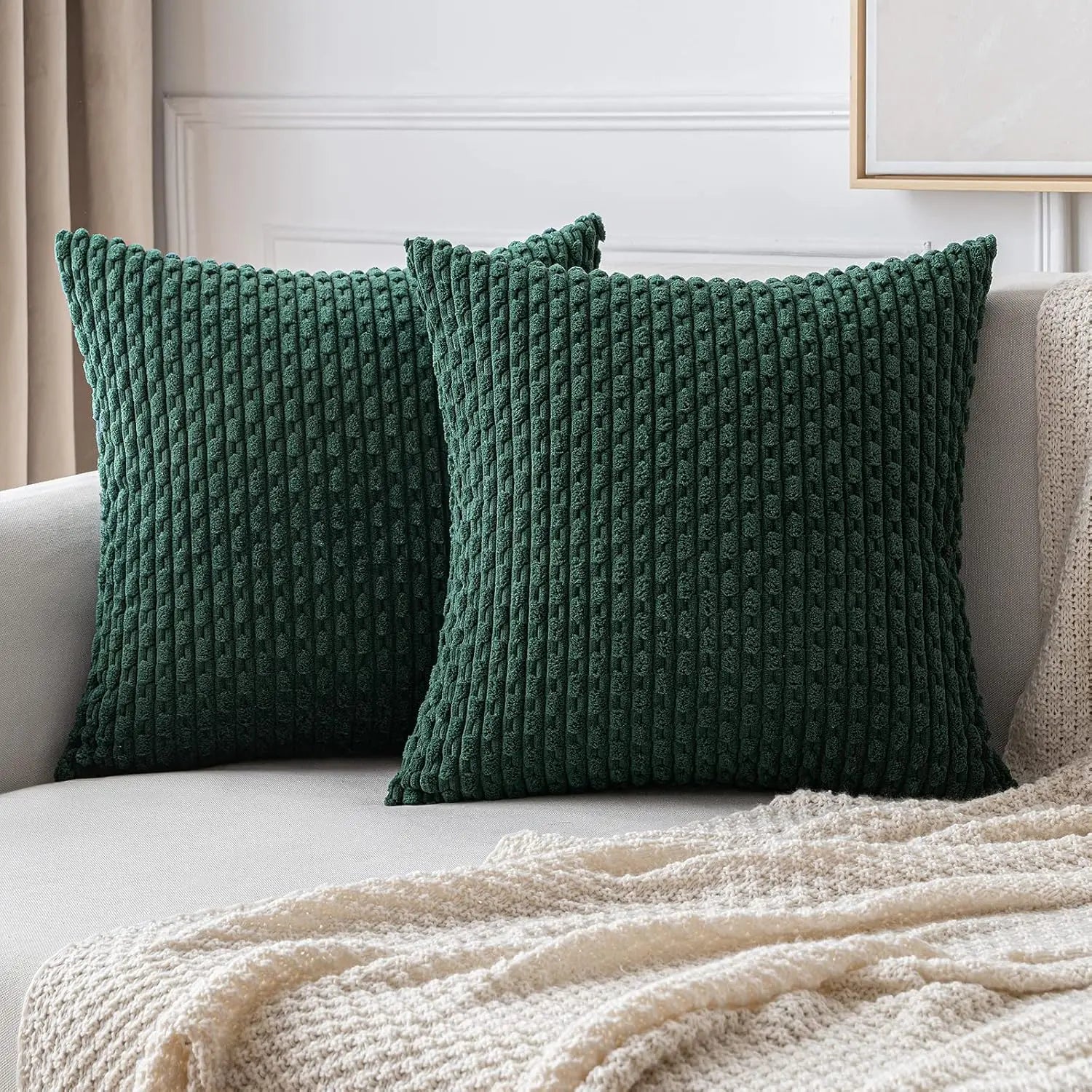 Ribfluwelen Sierkussen Geribbeld 45x45cm Voor Bank En Bed | Sansoti