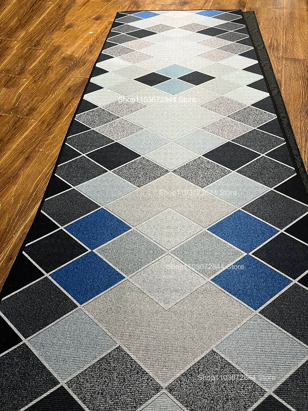 Tapis de couloir géométrique rose, chemin de table 80-500 cm antidérapant en polyester pour entrée, véranda et escaliers | Sansoti