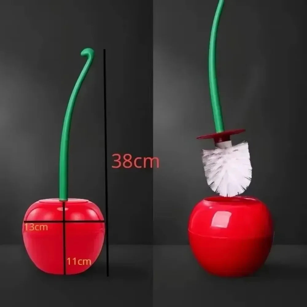 WC-Bürste Kirschmotiv Rot Orange Grün Keramik Badaccessoire Verspielt Kompakt Hygienisch Toilettendesign | Sansoti