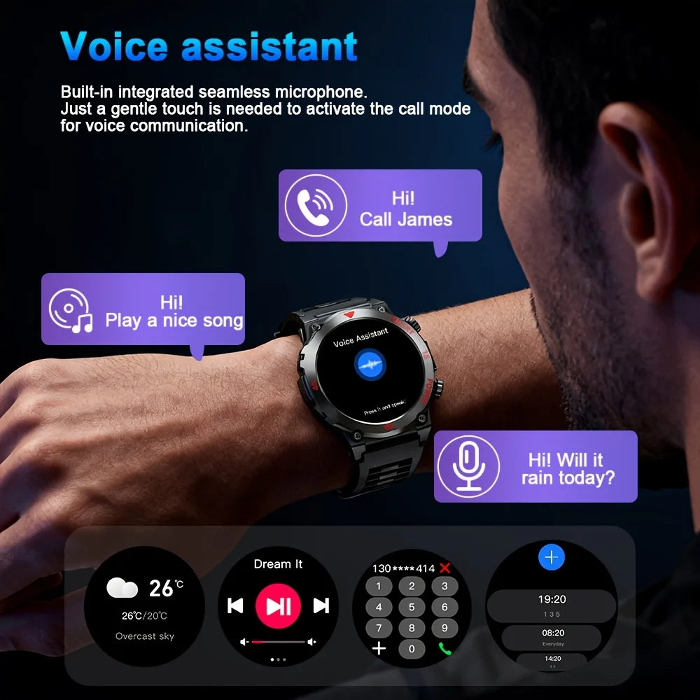 Round Smartwatch 1.52-inch HD Touchscreen Metal Casing Flashlight Bluetooth Heart Rate Monitor Fitness Tracker | Sansoti