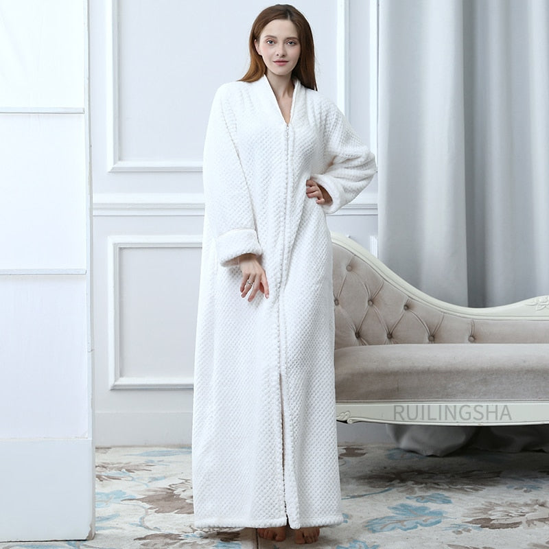 Warme Badjas met Rits en Capuchon Fleece Ochtendjas Unisex Loungewear Winter Huisjas voor Heren Dames | Sansoti