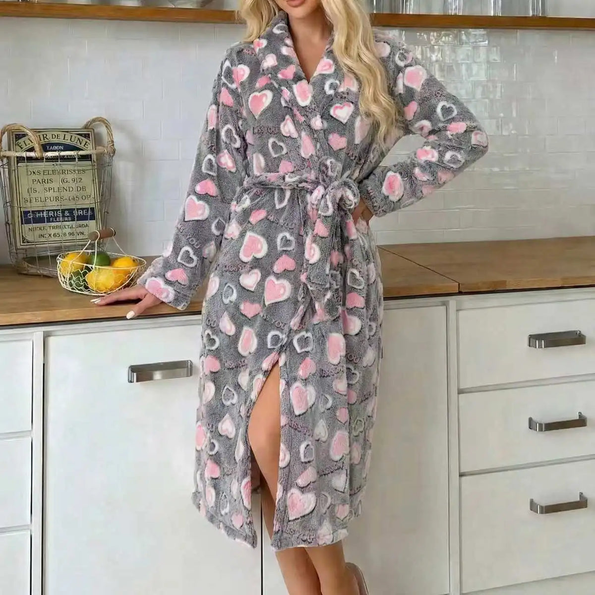 Flanellen Badjas Dames Lang Zacht Warm Winter Ochtendjas met Ceintuur Loungewear Huisjas Badkamer Comfort | Sansoti