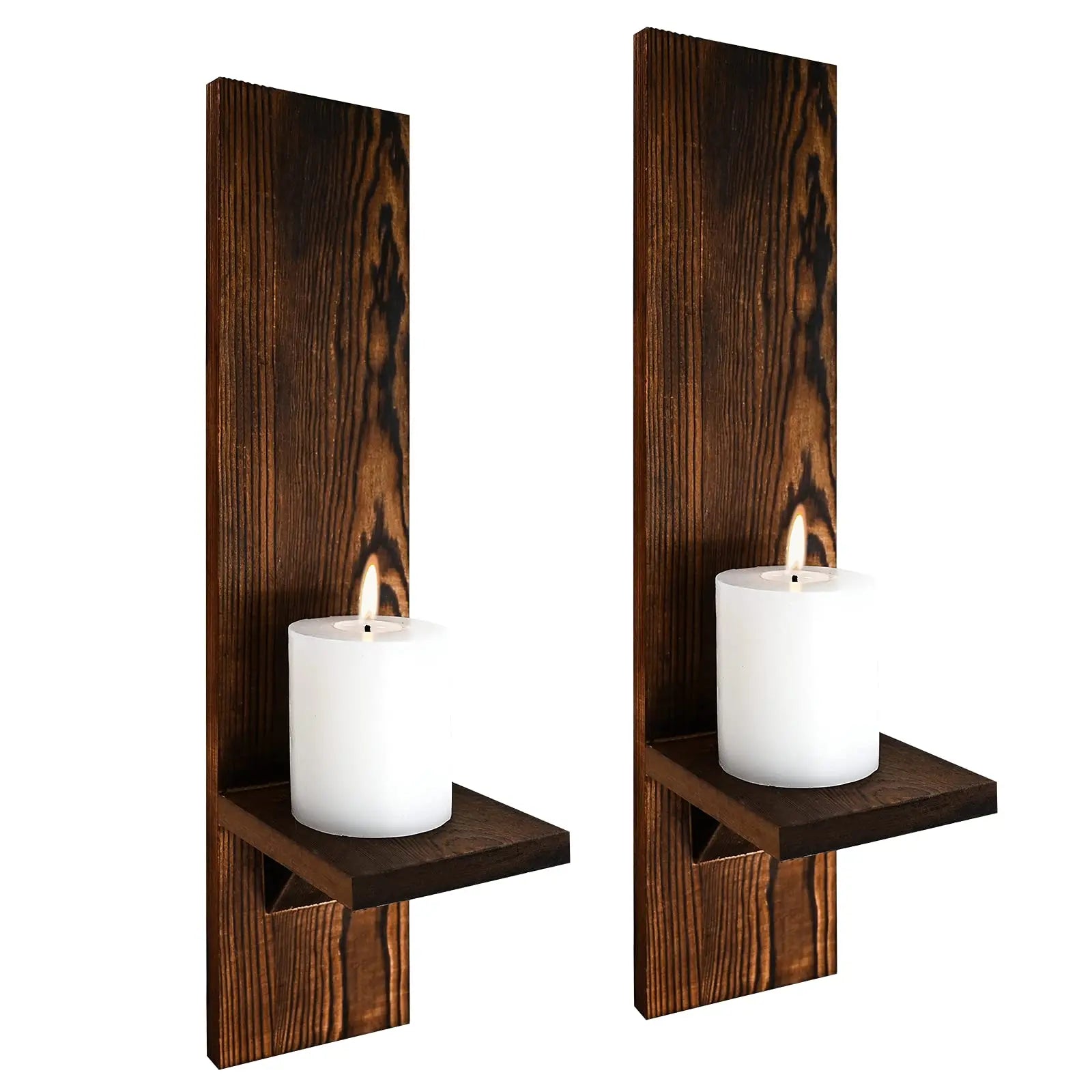 Bougeoir mural Japandi en bois rustique lot de 2 fixation murale porte-bougie salon chambre décoration murale vintage porte-bougie pilier | Restfield