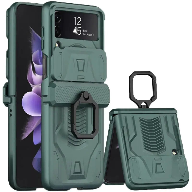 Magnetic Foldable Phone Case with Ring Holder for Z Flip 3 & 4 Flip Camera Shockproof Protective Case | Sansoti