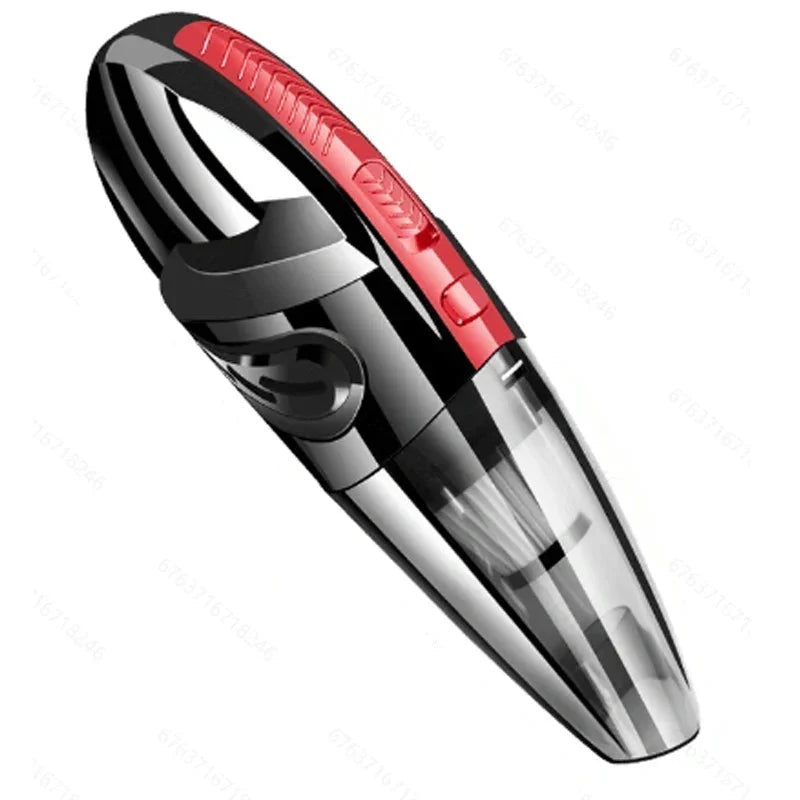 Cordless handheld vacuum with cyclonic suction, 120W, black and red – portable household vacuum for home and car | Sansoti