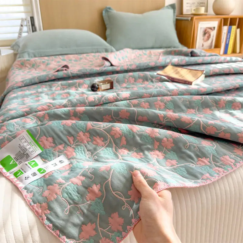 Three-Layer Muslin Throw Pure Cotton Breathable Soft Striped Blanket Living Room Bedroom Sofa Decorative | Sansoti