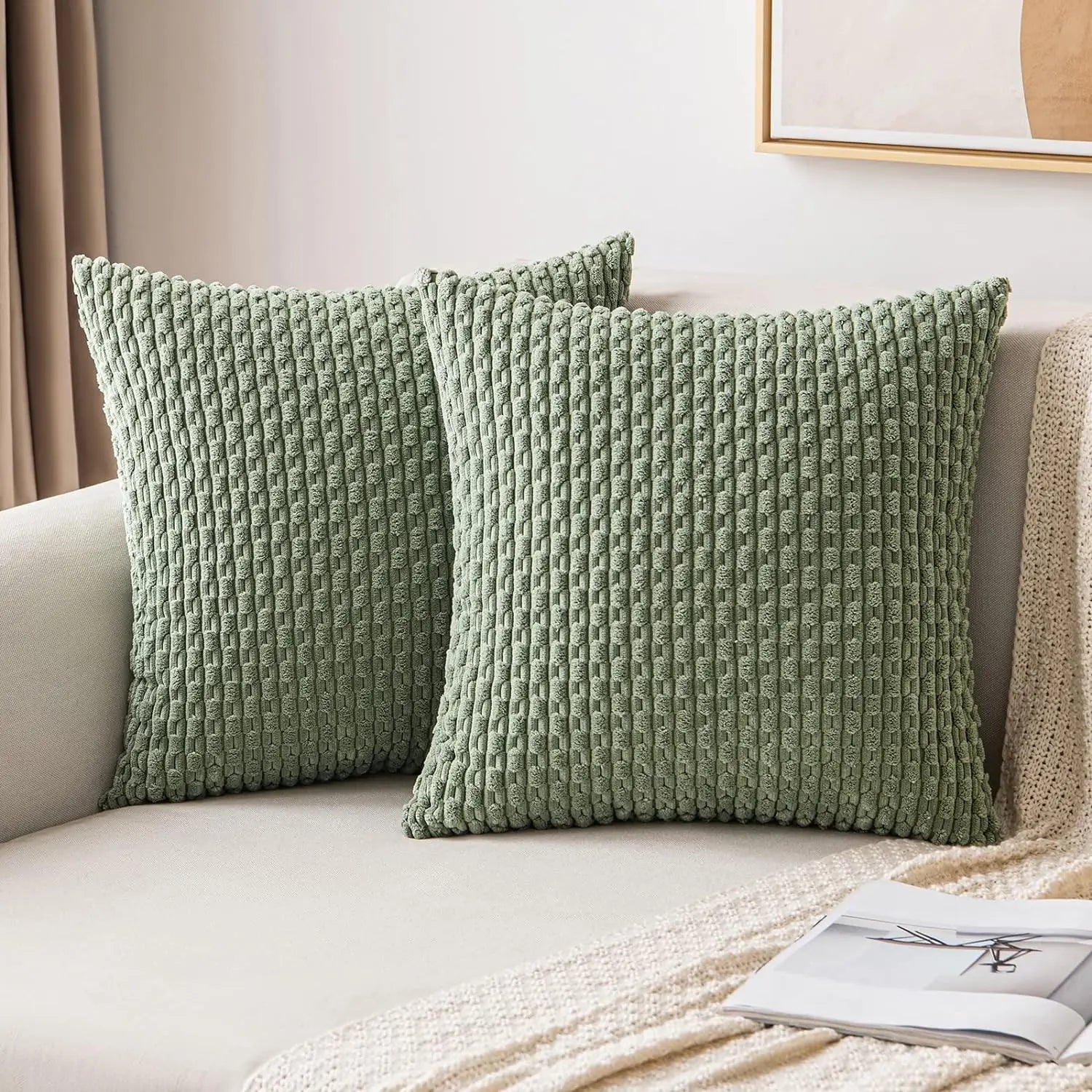 Ribfluwelen Sierkussen Geribbeld 45x45cm Voor Bank En Bed | Sansoti