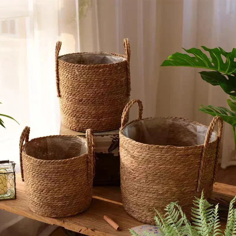 Plantenmand Gevlochten Zeegras Naturel S-L Woonkamer Balkon Handgemaakt Bloempot Mand Rotan Binnen Boho Decoratie | Sansoti