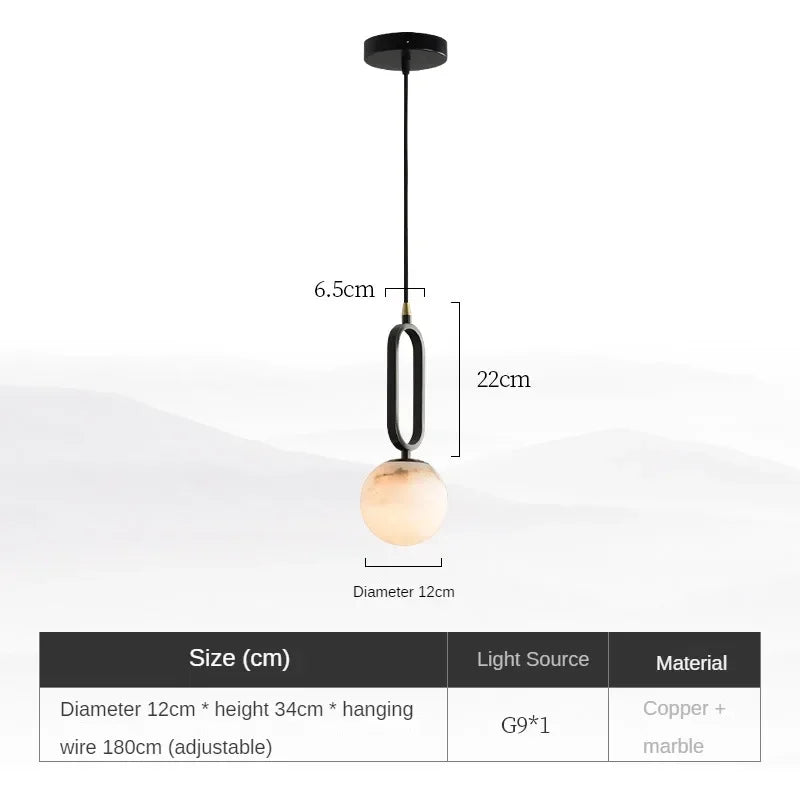 Natuurstenen Marmeren Hanglamp – Luxe Scandinavische Verlichting met Koperen Details | Sansoti
