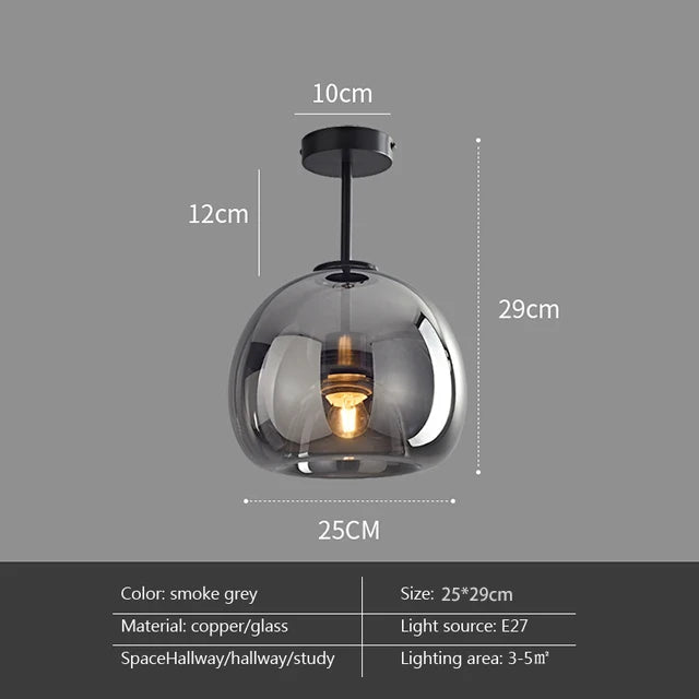Moderne LED plafondlamp van glas – design plafondverlichting met E27 fitting voor woonkamer, slaapkamer en keuken | Sansoti
