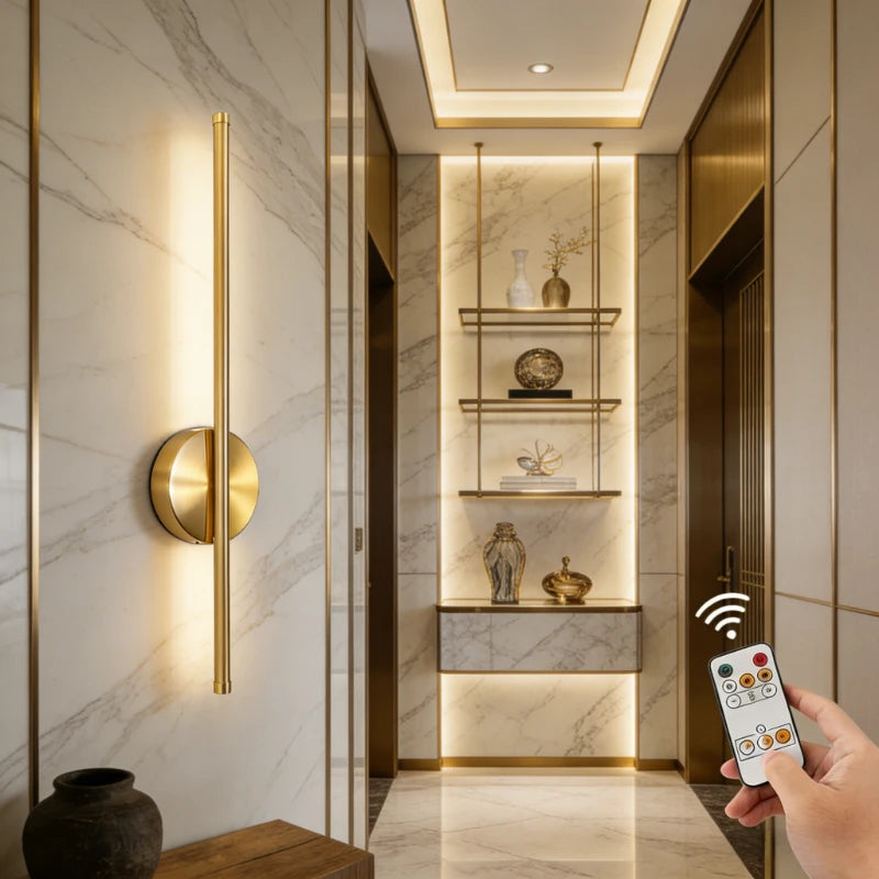 Magnetic Wall Lamp Wireless Black Gold Rechargeable LED Accent Mood Lighting Interior Bedroom Hallway | Sansoti
