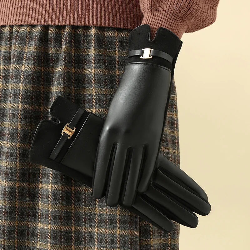 Touchscreen-Winterhandschuhe Damen Fleece-Futter Wasserdicht Fahrradhandschuhe Warme Sporthandschuhe | Sansoti