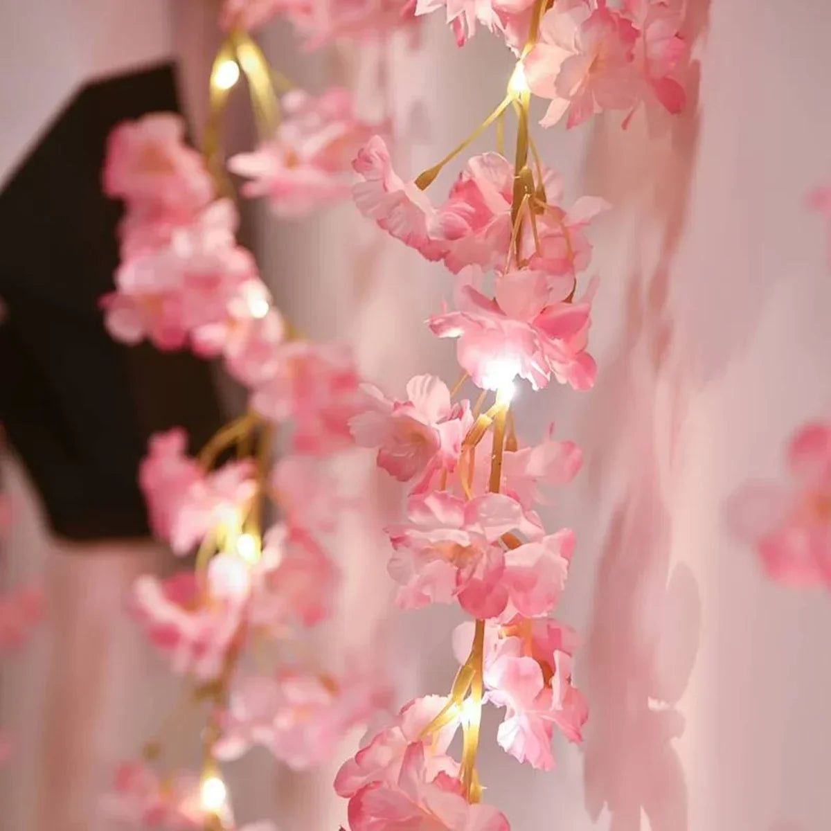 Cherry Blossom String Lights 2m LED Decorative Artificial Flowers Ambient Lighting Romantic Floral Mood Lamp Interior | Sansoti