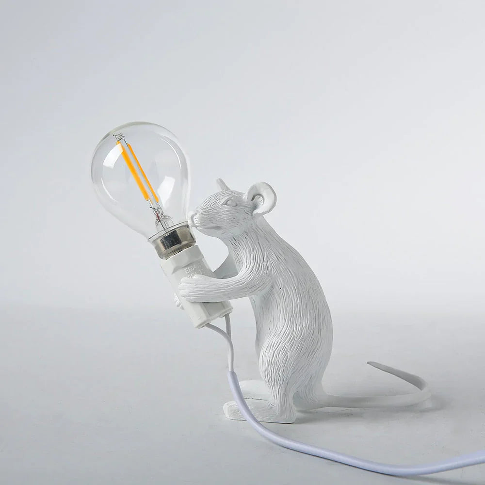Decorative Mouse Lamp Resin LED Lighting Sitting or Lying White Gold Black Table and Nightstand Lamp for Living Room Bedroom Kids Room | Sansoti