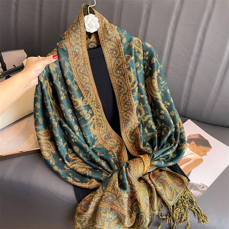 Pashmina Wrap Cashmere-look Women's 70x190cm Soft Winter Scarf Four Seasons Warm Foulard Elegant Scarf | Sansoti