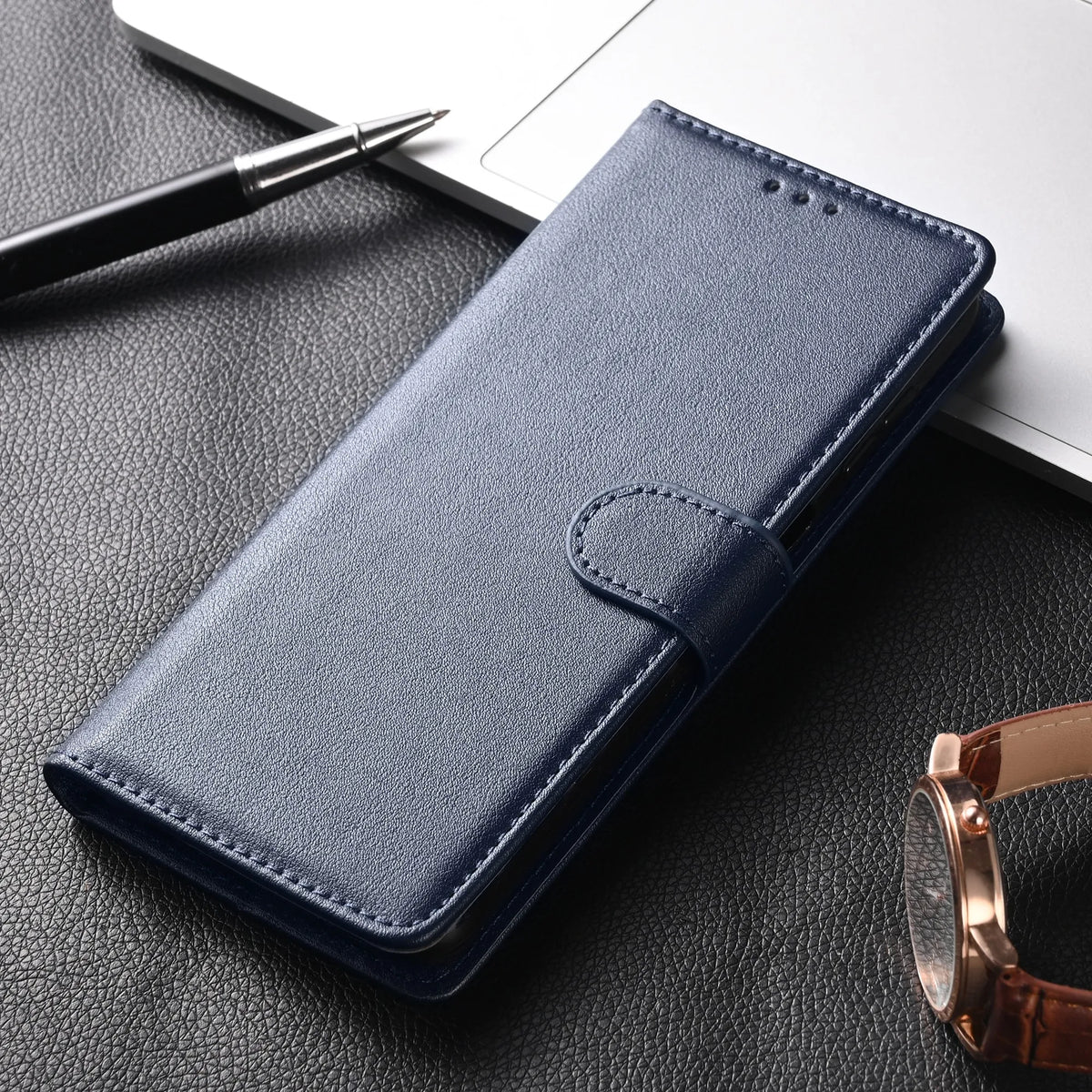 Lederen Telefoonhoes met Pasjeshouder Multifunctioneel Flip Design Magnetische Sluiting Beschermend Stijlvol | Sansoti