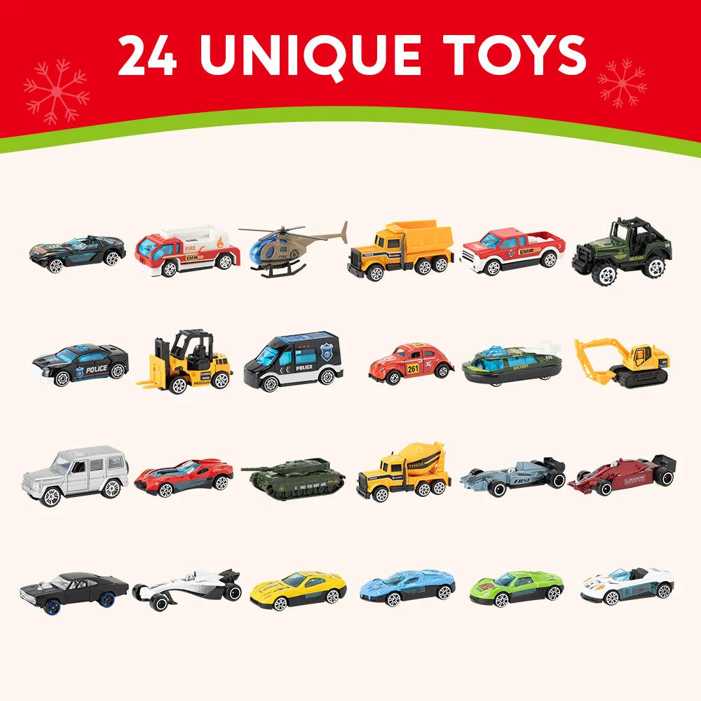 Advent Calendar Vehicles 24-Day Countdown Toy Christmas Surprise for Children Cars Christmas Gift for Boys | Sansoti
