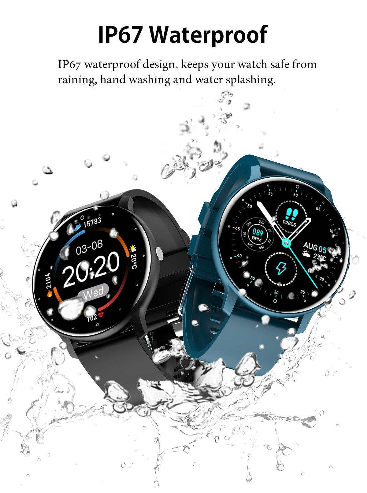 Ultraslanke Smartwatch Fitness Tracker Hartslagmeter Stappenteller Waterdicht IP67 Sport Horloge Activiteit | Sansoti