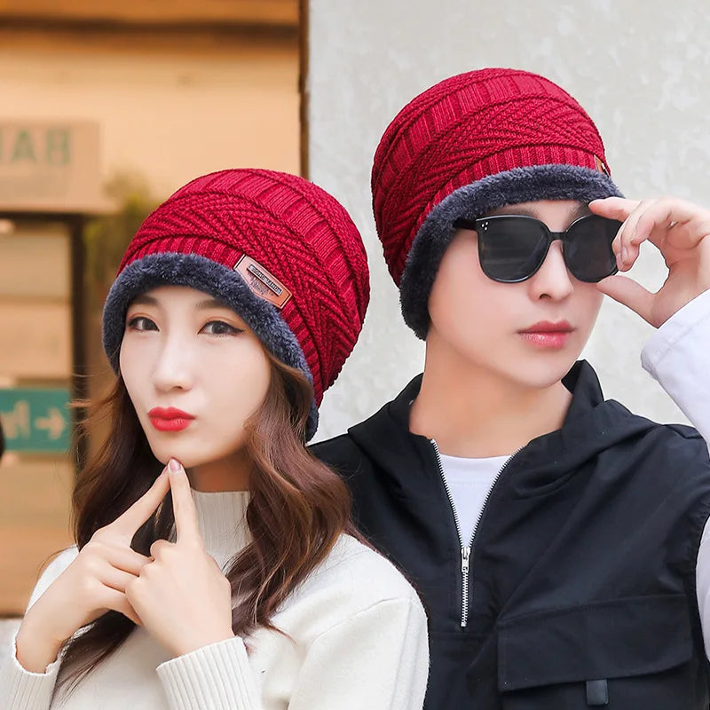 Gestrickte Wintermütze Winddicht Dicke Wolle Warme Skullcap Unisex Erwachsene Casual Outdoor Polyester Herbst | Sansoti