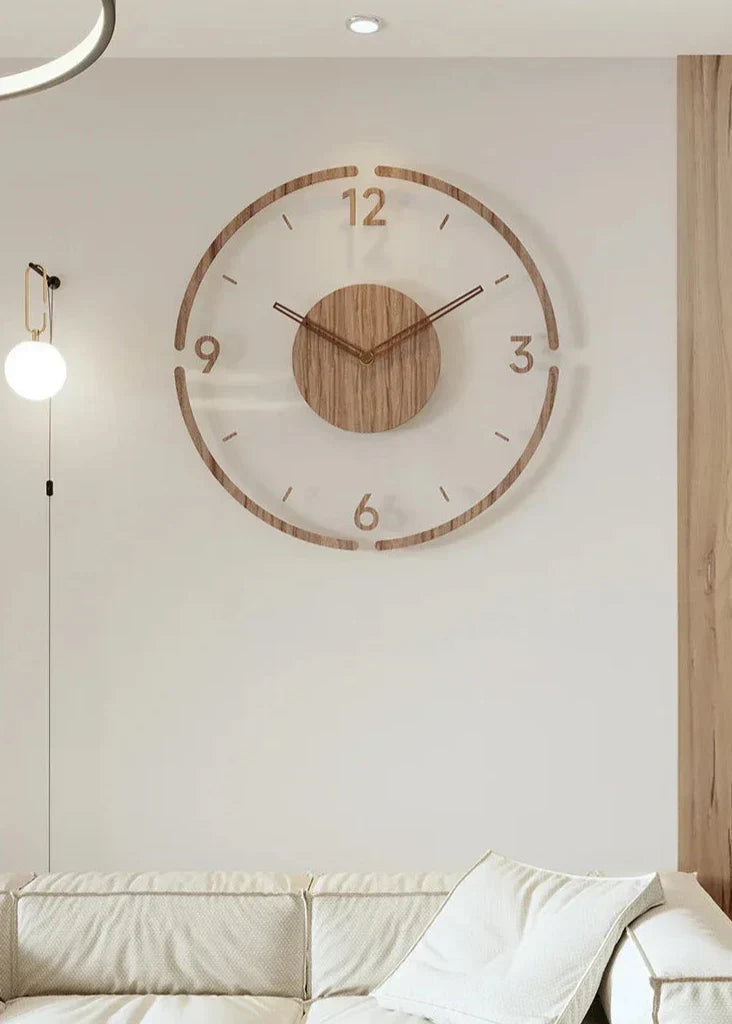 Houten Wandklok 30-35cm Massief Hout Stille Uurwerk Woonkamer Slaapkamer Kantoor Scandinavisch Design | Sansoti