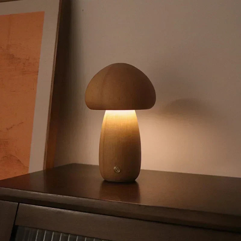 Lampe de table champignon rechargeable avec variateur tactile et lumière LED chaude pour chambre, chambre d’enfant ou salon | Sansoti