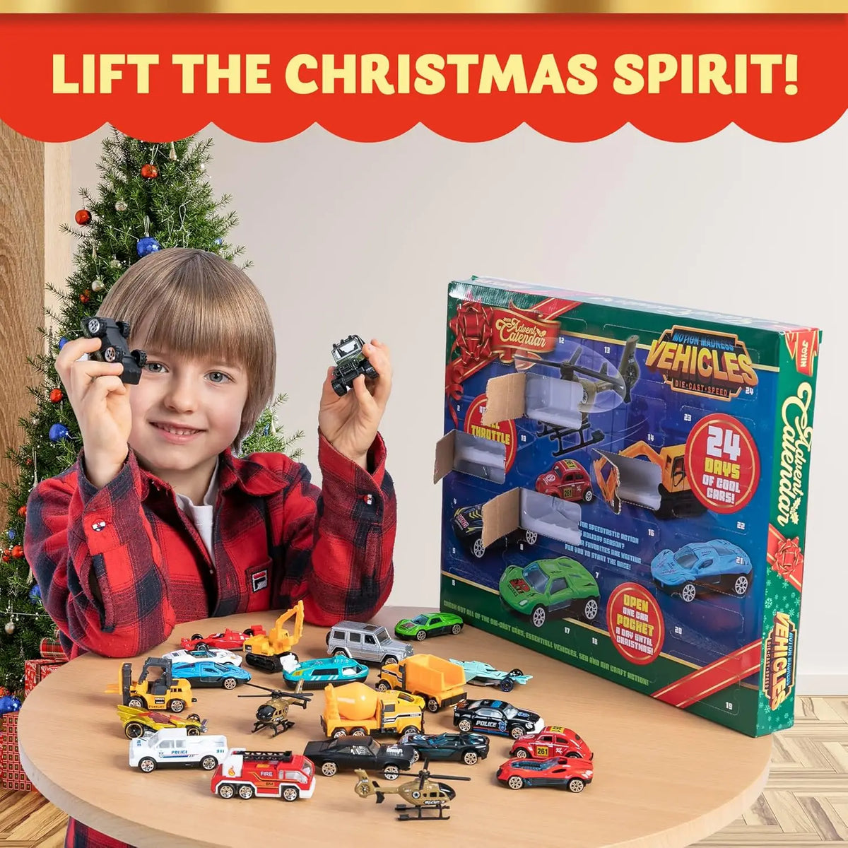 Adventskalender Fahrzeuge 24 Tage Countdown-Spielzeug Weihnachtsüberraschung für Kinder Weihnachtsgeschenk für Jungen | Sansoti