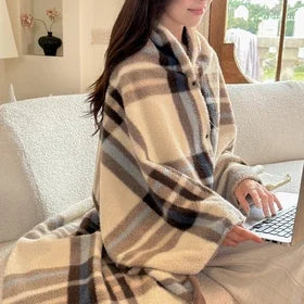 Omkeerbare Geruite Plaid Kasjmierlook Polyester Zachte Deken voor Bank Bed Reizen Sjaal Herfst Winter Thuis | Sansoti