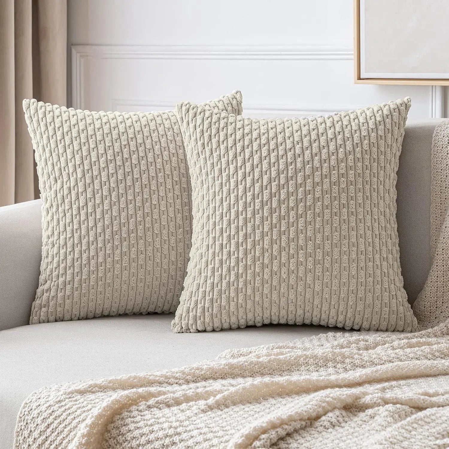 Ribfluwelen Sierkussen Geribbeld 45x45cm Voor Bank En Bed | Sansoti