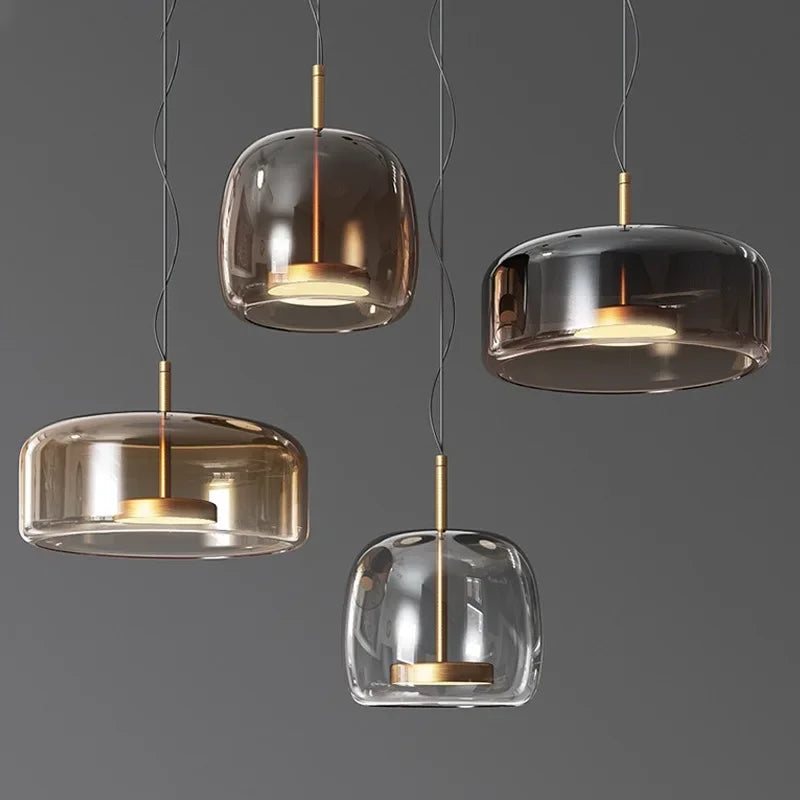 Scandinavische Glazen Hanglamp – Warm Sfeerlicht met Amber, Helder of Grijs Glas – Ø 15, 25 of 35 cm – Moderne Verlichting voor Keuken, Eetkamer en Woonkamer | Sansoti