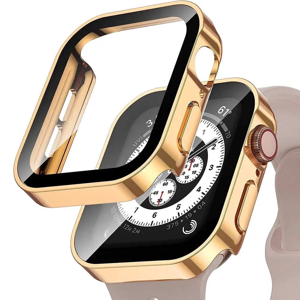 Protective Case with Tempered Glass for Smartwatch 40mm 41mm 44mm 45mm Black Silver Transparent Watch Case | Sansoti