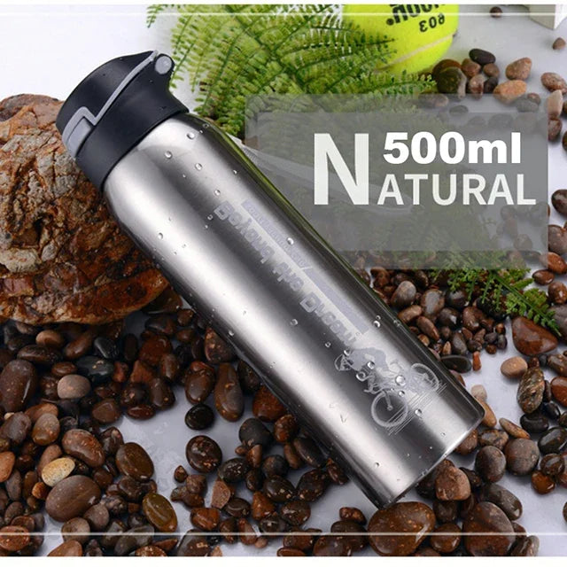 Gourde thermos pour vélo 500ml à double paroi en acier inoxydable, bouchon sport, cordon de transport, isolation et maintien de la température | Sansoti