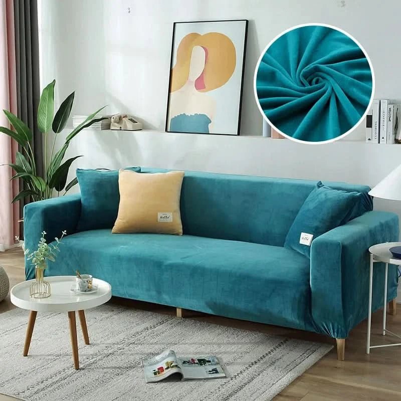 Housse de canapé en velours extensible élastique, protège-canapé antidérapante lavable pour canapé 1, 2 ou 3 places | Sansoti