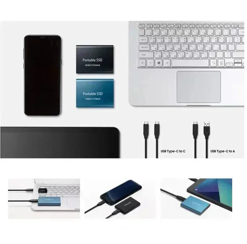 Externe SSD-schijf 2TB Zwart Blauw Rood voor snelle dataopslag backup laptop computer | draagbare solid state drive mobiel werken thuiskantoor bestandsoverdracht high-speed USB universele compatibiliteit Windows macOS stoßbestendig | Sansoti