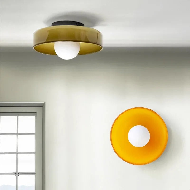 Mulon Decken- und Wandleuchte Glas G9 Bernstein Wohnzimmer Schlafzimmer Design Beleuchtung Modern Rund | Restfield