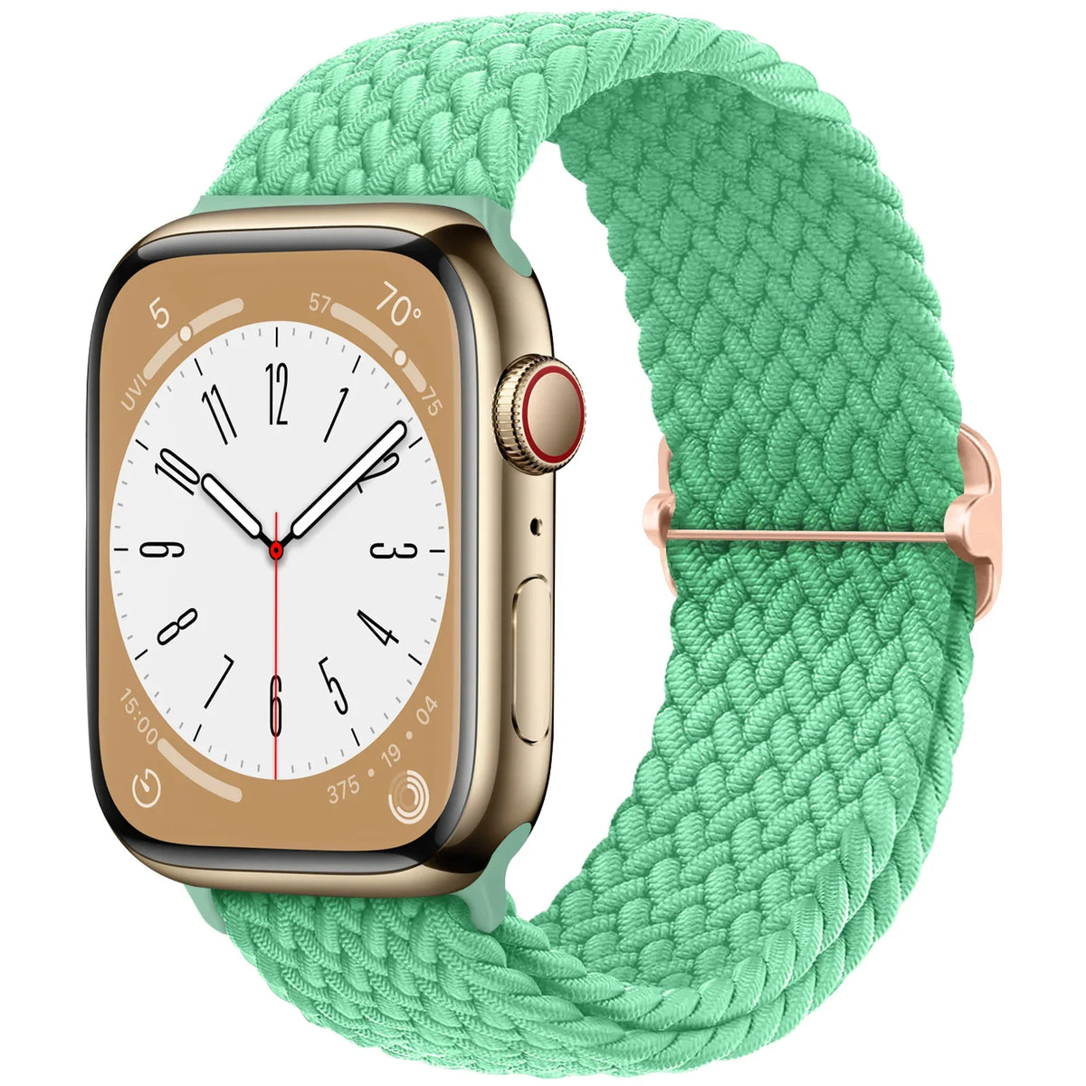 Elastisch gevlochten nylon smartwatch-bandje, 38–49 mm, verstelbaar en ademend, sportband voor Apple Watch | Sansoti