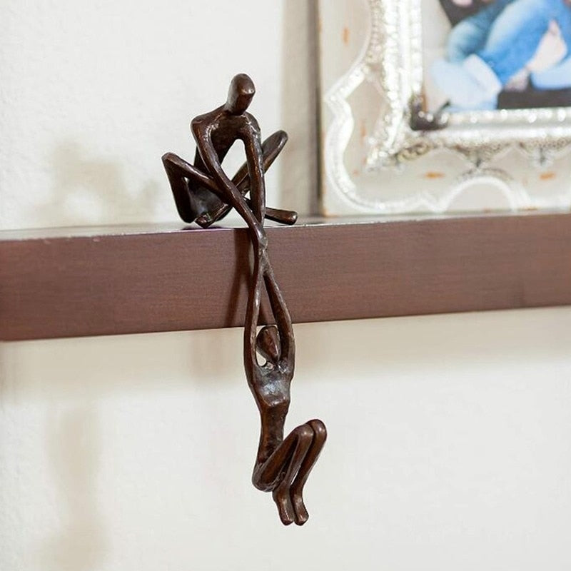 Decoratief beeld polystone 20cm zwart woonkamer sculptuur modern kunst beeld liefde verbinding | Sansoti